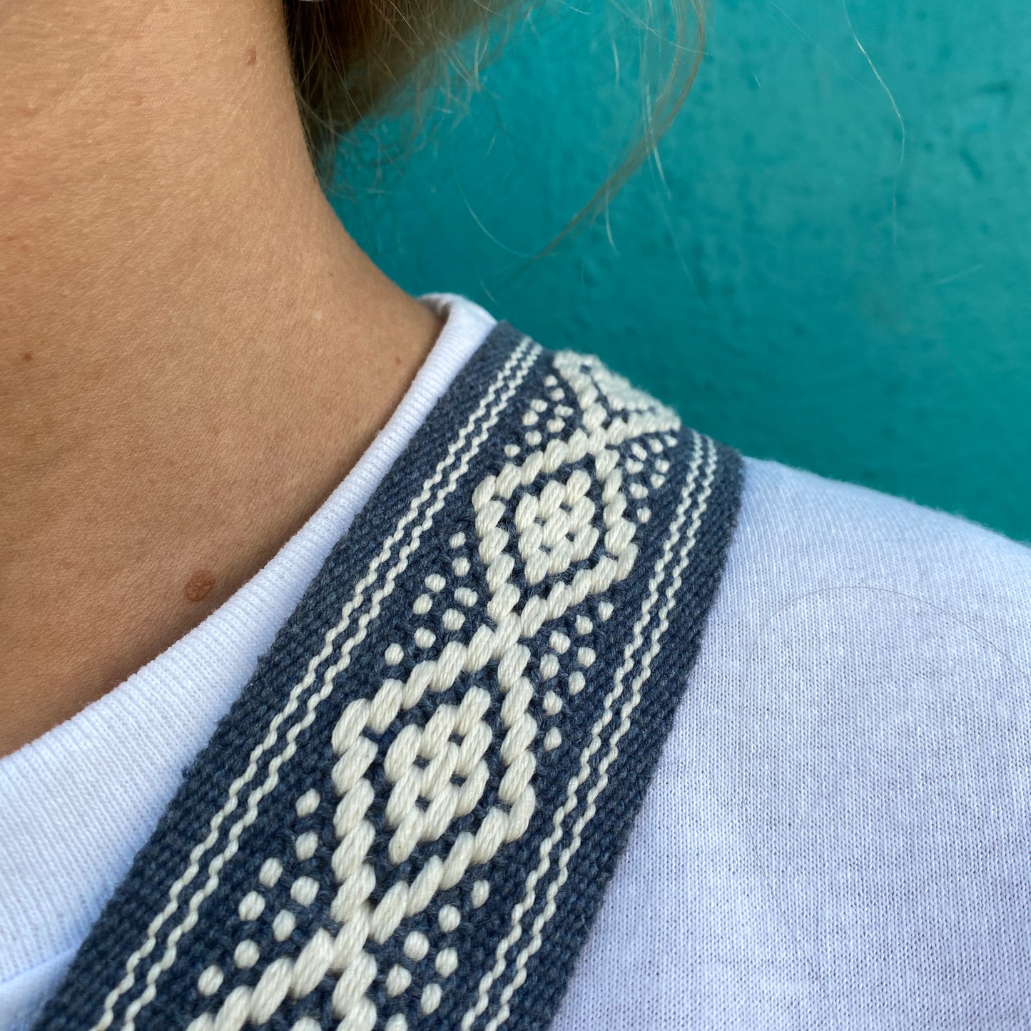 Kameragurt Handgemacht Bunt Vintage Vegan Ethno Handmade Kaktusleder Blau Mexiko