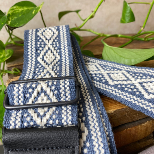 Gitarrengurt Handgemacht Bunt Vintage Vegan Ethno Handmade Kaktusleder Blau Mexiko