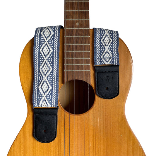 Gitarrengurt Handgemacht Bunt Vintage Vegan Ethno Handmade Kaktusleder Blau Mexiko